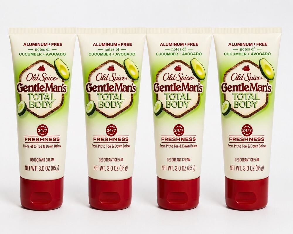 4 Pack Old Spice Total Body Cream Cucumber Avocado 3 oz